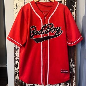Bad Boy Biggie Smalls Button down red and black baseball jersey. Hip hop. XL #72